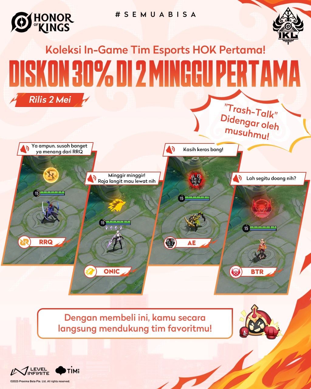 Honor of Kings Rilis Koleksi In-Game Spesial dari Tim Esports Indonesia